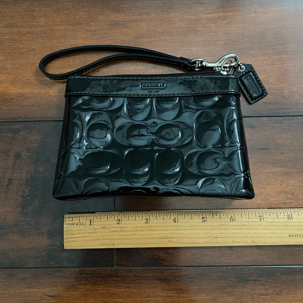 Coach Black Patent Leather Wristlet Y2K - Picture 3 of 5